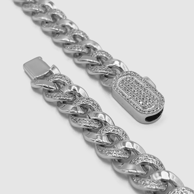 Half Iced Cuban Bracelet (Silver) 8mm