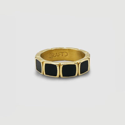 Onyx Stone Band Ring (Gold)