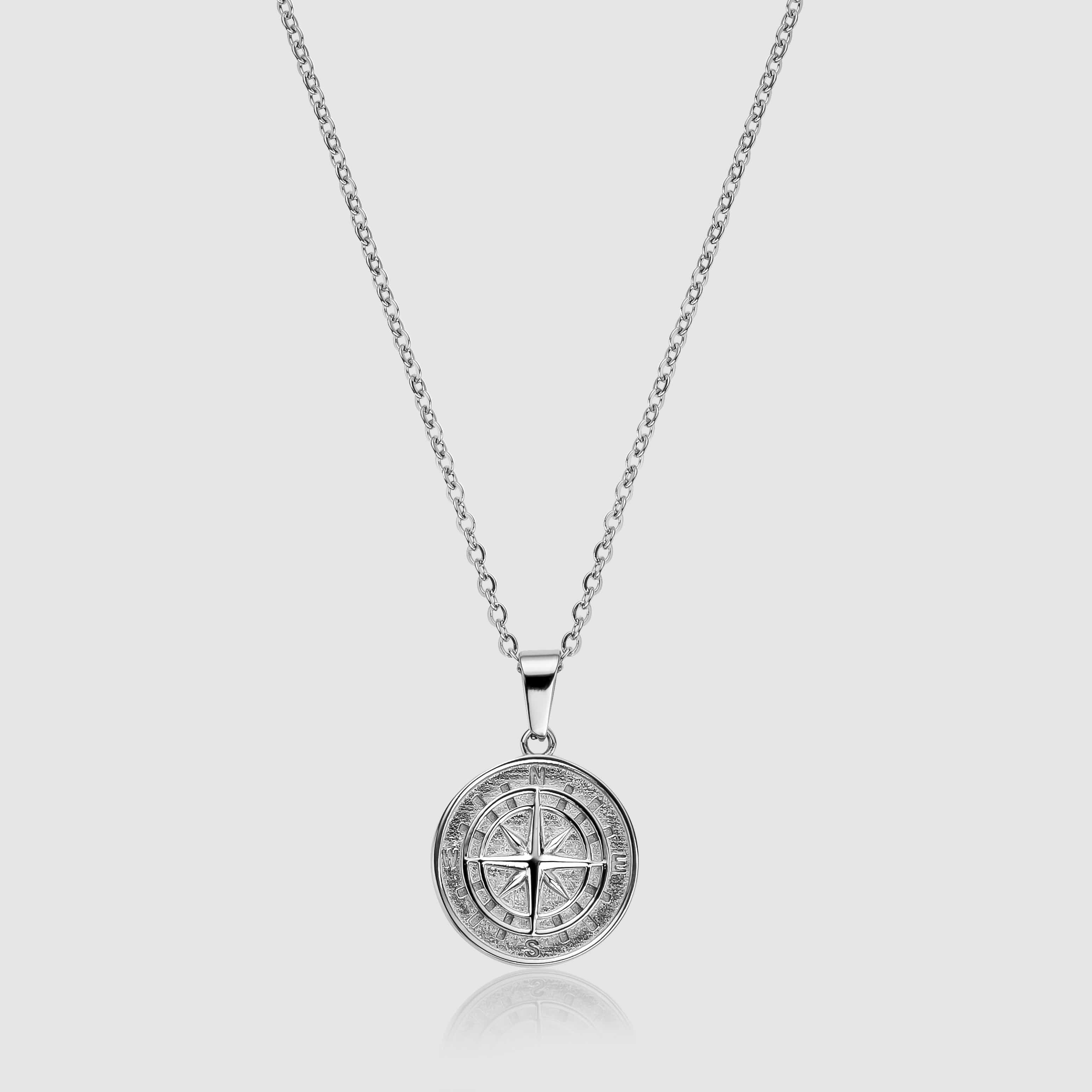 Compass Pendant Necklace for Women Sterling Silver Inspirational Neckl